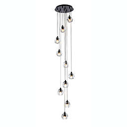 Elegant Lighting Luxurious Eren Adjustable Hanging 10 Lights Pendant for Living Room, Kitchen, Bedroom & Hallway, Black