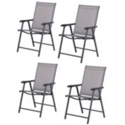 Outsunny Folding Outdoor Patio Chairs Set of 4 Stackable Portable for Deck, Garden, Camping and Travel