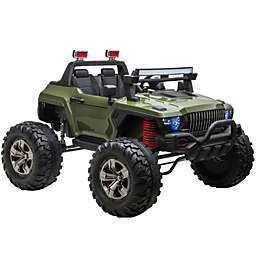 Aosom Kids Ride On Car Off Road Toy Truck SUV, 12V Electric Battery Powered with Remote Control, MP3 function, Adjustable Speed, and Four Wheel Spring Suspension, Green