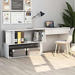 vidaXL Corner Desk High Gloss White 78.7
