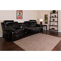 Emma + Oliver Black LeatherSoft 3-Seat Reclining Theater Unit-Curved Cup Holders