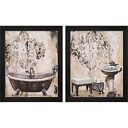 Metaverse Art Bronze Bath by Tiffany Hakimipour 9-Inch x 11-Inch Framed Wall Art (Set of 2)