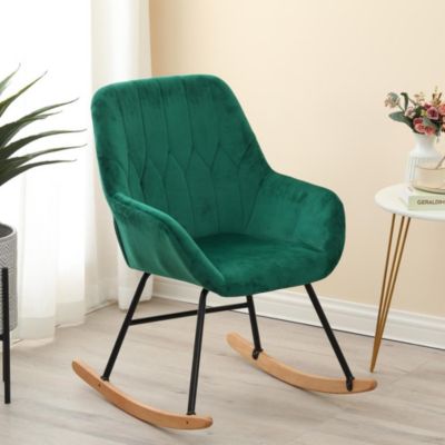 Luxen Home Upholstered Green Velvet Rocker - Green