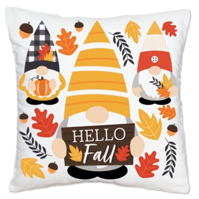 Big Dot of Happiness Fall Gnomes - Autumn Harvest Party Home Decorative Canvas Cushion Case - Throw Pillow Cover - 16 x 16 Inches