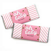 Big Dot of Happiness Hello Little One - Pink and Gold - Candy Bar Wrappers Girl Baby Shower Favors - Set of 24