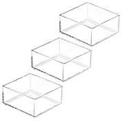 mDesign Plastic Storage Desk Organizer Bin for Home, Office - 3 Pack, Clear