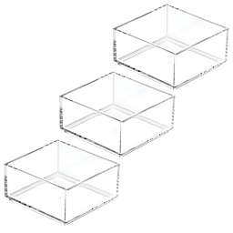 mDesign Plastic Storage Desk Organizer Bin for Home, Office - 3 Pack, Clear