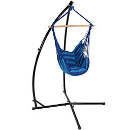 Sunnydaze Hanging Hammock Chair Swing and X-Stand - Oasis
