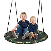 Costway-CA 40-Inch Flying Saucer Tree Swing Outdoor Play Set with Adjustable Ropes Gift for Kids