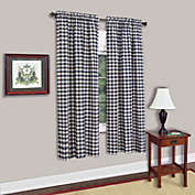 Sweet Home Collection   Buffalo Check Gingham Kitchen Window Curtains Single Panel, 63" Long, Navy