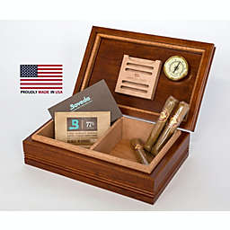 American Chest Company WoodTop Amish Cigar Humidor. Solid Maple with Heritage Cherry Finish, 50 Count Size.