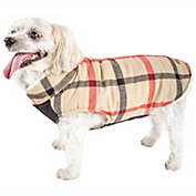 Pet Life Allegiance Classical Plaided Insulated Dog Coat Jacket (Khaki-Small)