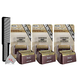 Wahl Three Packs  5-Star Shaver Replacement Foil & Cutter 7031-100 with Professional Large Clipper Styling Flat Comb