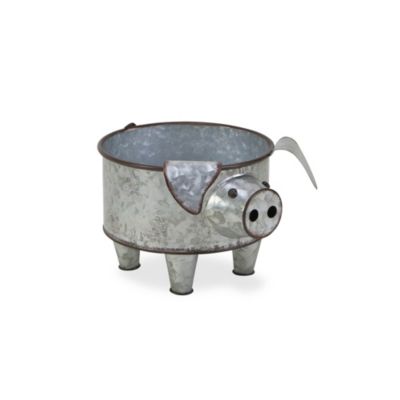 Cheungs Decorative Galvanized Metal Piglet Planter