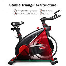 Costway Stationary Exercise Bike Silent Belt with 20LBS Flywheel