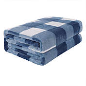 PiccoCasa Plaid Flannel Fleece Blanket Twin Size,Buffalo Checkered Soft Blankets and Throws,Plush Lightweight Decors Breathable Blanket for Couch Sofa Bed,60" x 78",Denim Blue and White Tartan