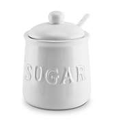 KOVOT 16 oz Ceramic Sugar Jar & Spoon Set   White