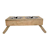 American Pet Supplies - Eco-Friendly Elevated Dog Wood Feeder (Natural)