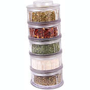 Jibberdoodle 5 Piece Stackable Plastic Spice Containers Seasoning Organizer