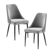 Lexicon Set of 2 Gray Velvet Upholstered Dining Room Side Chair with Metal Hairpin Legs