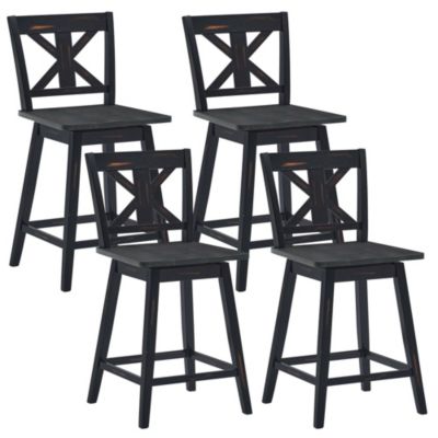Gymax 4PCS Swivel Bar Stools w/ Footrest Counter Height Chairs for Home