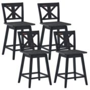 Gymax 4PCS Swivel Bar Stools w/ Footrest Counter Height Chairs for Home