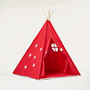 RocketBaby Teepee Play Tent Red and Fluorescent Stars with Cushion