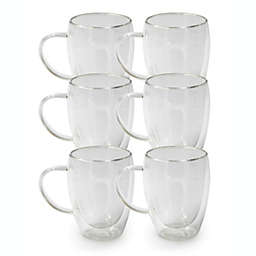 TIDIFY Set of 6 Double Walled Glass Mugs, Cappuccino Cups, Teacups