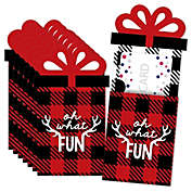Big Dot of Happiness Prancing Plaid - Reindeer Holiday and Christmas Party Money and Gift Card Sleeves - Nifty Gifty Card Holders - 8 Ct
