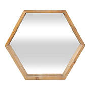 Cheungs Hexagon Mirror with Wood Frame
