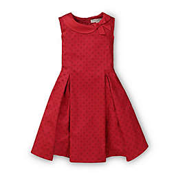 Hope & Henry Girls' Pleated Party Dress (Red with Bow Collar, 2T)