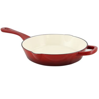 Crock Pot Artisan 10 in. Round Enameled Cast Iron Skillet in Scarlet Red
