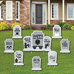 Big Dot of Happiness Graveyard Tombstones - Yard Sign and Outdoor Lawn Decorations - Halloween Party Yard Signs - Set of 8