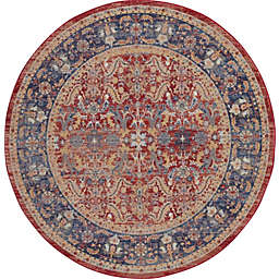 Nourison Global Vintage 4' x ROUND (4' Round) Red Area Rug Persian Vintage Floral by Nourison