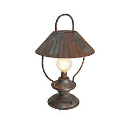 Zeckos 17 Inch Rustic Metal LED Lantern Battery Operated Aged Lamp Indoor Accent Light