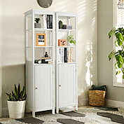 Slickblue Freestanding Storage Cabinet With 3-Tier Shelf and Door for Bathroom-White