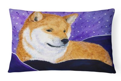 Santa Sleeping with Shiba Inu Dogs Christmas Pillow 14x14 