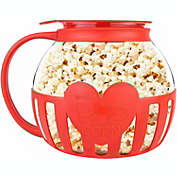 Korcci Original 3-in-1 Microwave Glass Popcorn Popper, Red