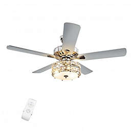 Costway 52 Inches Classical Crystal Ceiling Fan Lamp