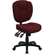 Flash Furniture Mid-Back Burgundy Fabric Multi-Functional Ergonomic Task Chair