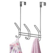 mDesign Metal Over Door Hanging Storage Organizer Rack, 6 Hooks