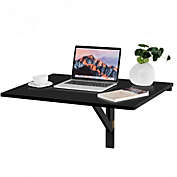 Costway-CA Space Saver Folding Wall-Mounted Drop-Leaf Table-Black