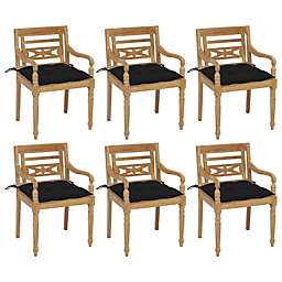 vidaXL Batavia Chairs with Cushions 6 pcs Solid Teak Wood