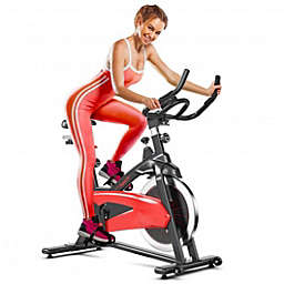 Costway Magnetic Exercise Bike Fitness Cycling Bike with 35Lbs Flywheel for Home and Gym-Black & Red