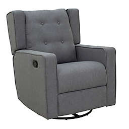 HOMCOM Wingback Recliner Chair Manual Rocking Sofa 360? Swivel Glider with Button Tufted, Padded Seat, Single Home Theater Seating for Living Room Bedroom, Grey