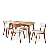 Contemporary Home Living 5pc Walnut Brown and Beige Contemporary Dining Set 47"
