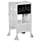 Alternate image 0 for Qaba Kids Foldable Kitchen Step Stool with Chalkboard and Lockable Handrail for Children 3-6 Years Old, Grey