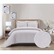 Chic Home Wesley Duvet Cover Set Contemporary Solid White With Dot Striped Pattern Print Design Bedding - Pillow Shams Included - 3 Piece - Queen 90x90", Dark Purple