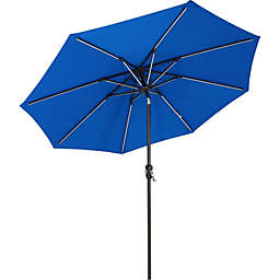 Sunnydaze Solar LED Patio Umbrella - Sunbrella - Pacific Blue - 9-Foot