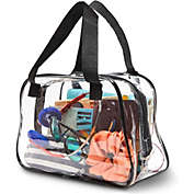Zodaca Stadium Approved Clear Tote Handbag with Handles, Large Plastic Bag with Zipper for Concerts (11x7x4 In)
